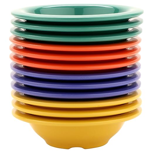 G.E.T. B-454-MIX Melamine Narrow Rim Fruit/Dessert Bowl, 4.5 Ounce, Assorted Colors (Set of 12)
