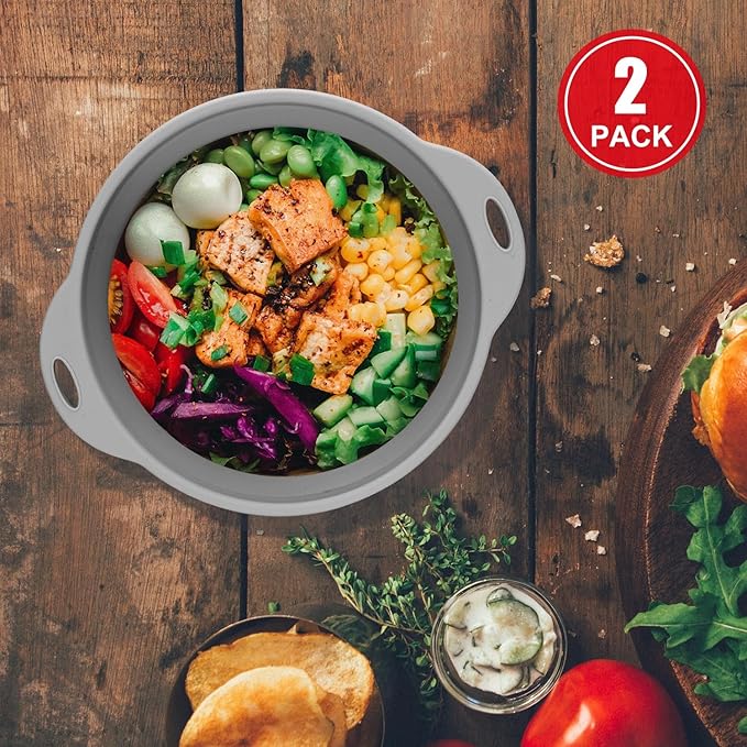 Collapsible Silicone Bowl, 2 PACK Mixing Silicone Bowls, Camping Bowl
