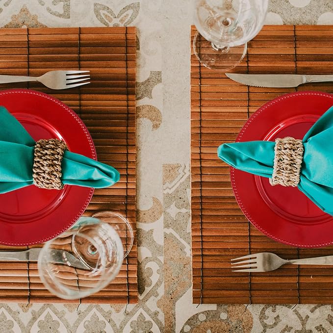 50 Pcs Red Charger Plates Round Charger Plates13 Inch Bulk Wedding Dinner Elegant Reusable Plastic Chargers Plates Wedding Holiday Party Baby Shower Event Christmas Decoration (Red)
