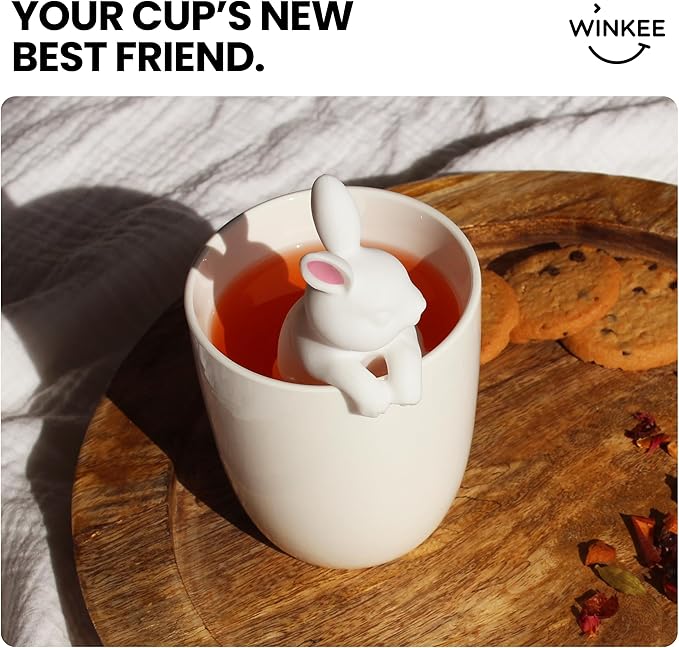 Winkee - Cute Animal Tea Infuser: Tea Egg for Loose Tea | Fun Tea Infuser | Tea Strainer for Cup | Silicone Spice Strainer | Animal-Shaped Tea Ball