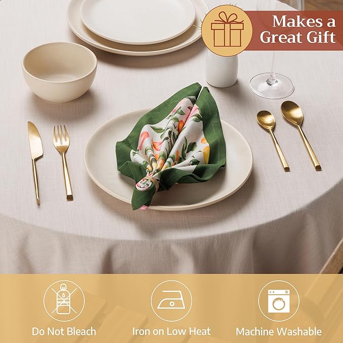 Maison d' Hermine Cloth Napkins Set of 4 100% Cotton Soft & Durable Everyday Reusable Square Napkins Cloth Washable, Dinner, Cocktail Party, Wedding, Restaurant (Solielfruite, 18" x 18")