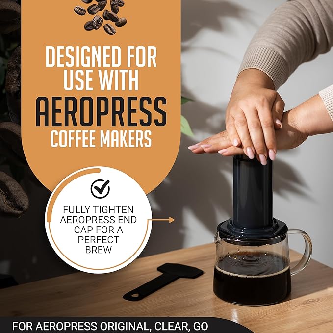 HEXNUB - Reusable Metal Filters for AeroPress Coffee Maker, Stainless Steel Filter Fits AeroPress Original & Go Cafe Press, Fuller Bodied Coffee Than Paper Filters - COPPER 2-PACK