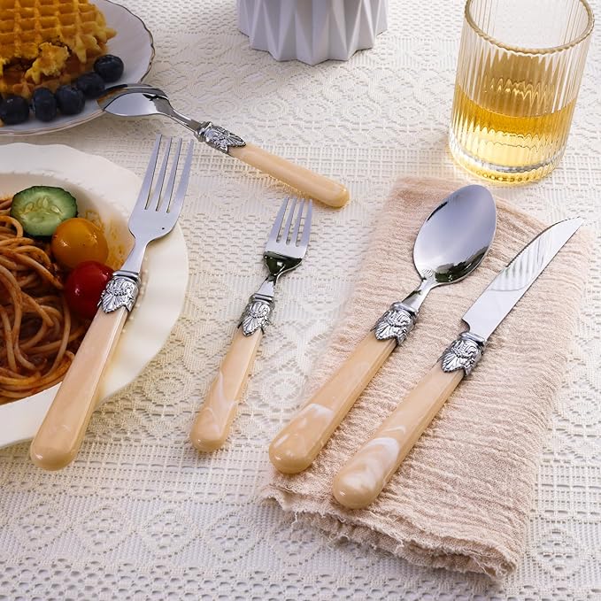 Serving Sets, 30-Piece Flatware Cutlery Set, Durable Stainless Steel Serving Utensils Set Including Dinner Forks, Knives, Spoons With Classic Handle For Steak, Salad, Soup, Tea (Set of 5)
