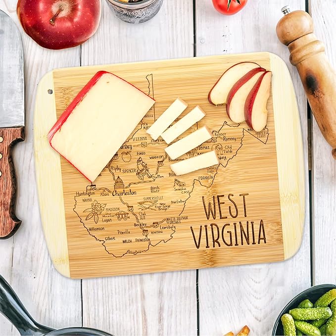 Totally Bamboo A Slice of Life West Virginia State Serving and Cutting Board, 11" x 8.75"