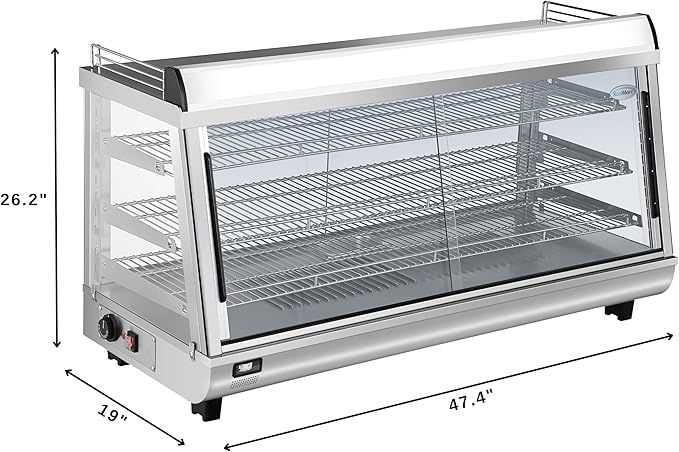 KoolMore 48 in. Glass Countertop Display Warmer, 6.5 cu. ft. in Stainless Steel (HDC-6C-SS)