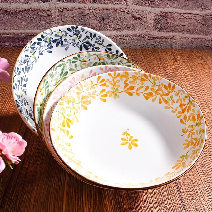 Ceramic Appetizer Plates, 5.6 Inch Round, Small Dessert Plates for Snacks, Set of 4