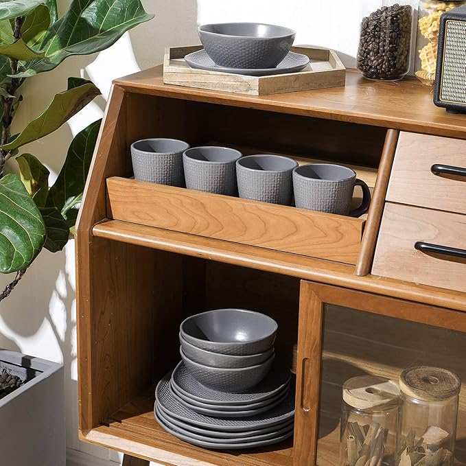 Stone Lain Abigail 16-Piece Dinnerware Set Stoneware, Gray