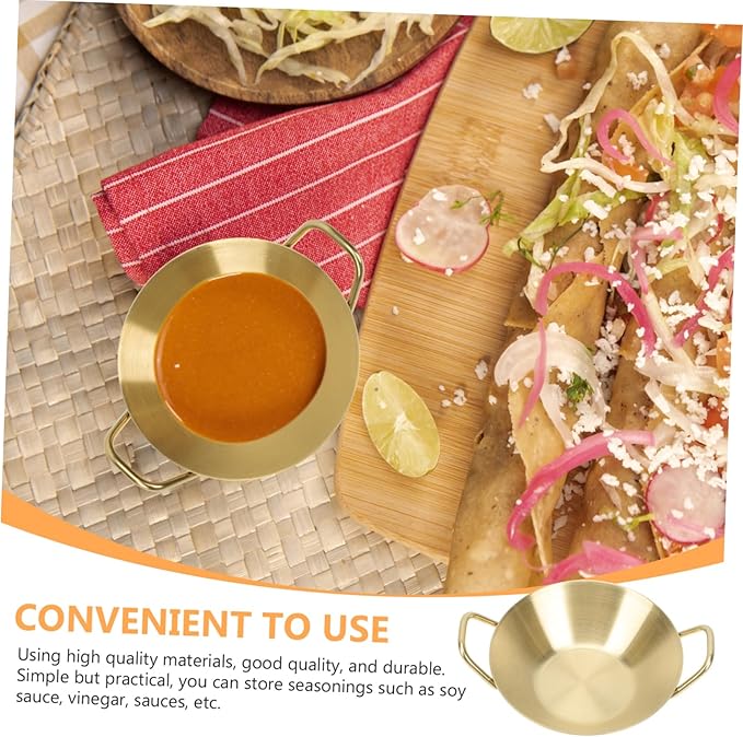 GLEAVI Stainless Steel Sauce Dish Set 4-Piece Appetizer Plates for Dipping Sauces Seasoning and Condiments Creative Kitchen Supply for Home and Sushi