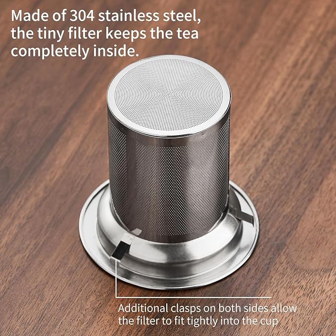 Glass Tea Cup with Infuser and Lid, 14.5oz/450ml Large Borosilicate Glass Teacup with Stailess Steel Filter, Clear Mug for Loose Leaf Blooming Tea, Dishwasher Safe - Tea Maker Gift.