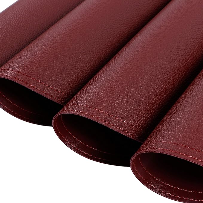 Faux Leather Round Placemats and Coasters, Coffee Mats Kitchen Table Mats, Waterproof, Easy to Clean for Round Table, Dining Table