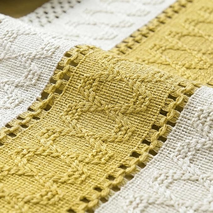Artoid Mode Yellow Farmhouse Rustic Table Runner, Seasonal Holiday Hollow Kitchen Dining Table Decoration for Home Party Decor 12x72 Inch