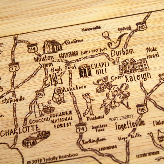Totally Bamboo A Slice of Life North Carolina State Serving and Cutting Board, 11" x 8.75"