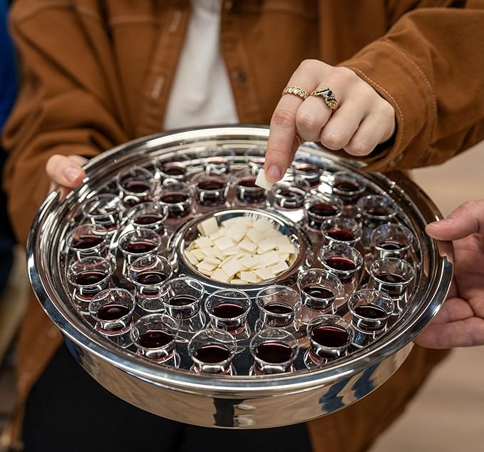 Broadman Church Supplies RemembranceWare Communion One Pass Tray & Disk, Silver