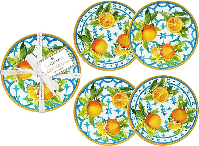 Le Cadeaux Luxury Melamine Appetizer Plates 6.5 Inches Set of 4, Valencia