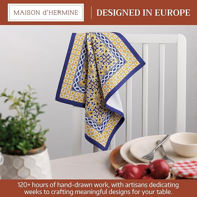 Maison d' Hermine Cloth Napkins Set of 4 100% Cotton Soft & Durable Everyday Reusable Square Napkins Cloth Washable, Dinner, Cocktail Party, Wedding, Restaurant (Ceremic, 18" x 18")
