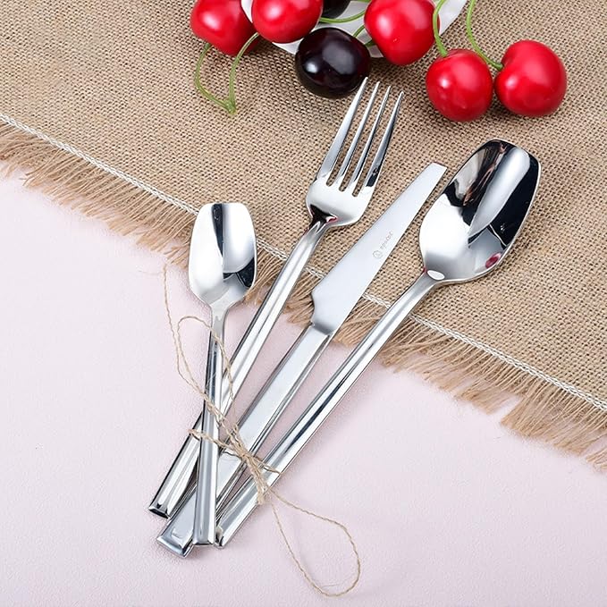 silverware set, 18/10 stainless steel flatware set for 6, 30-piece set, flatware sets with serving utensils, tableware set for dining restaurant hotel