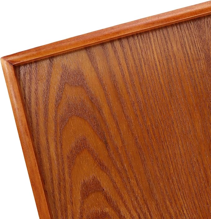SINJEUN 4 PCS Solid Acacia Wood Serving Trays, 15.7" x 11.8" Rectangular Wooden Platters, Large Wood Platter for Food Vegetable Fruit Charcuterie Appetizer Dessert Cookie Coffee, Brown