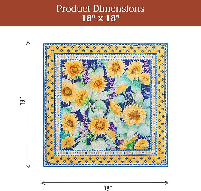 Maison d' Hermine Cloth Napkins Set of 4 100% Cotton Soft & Durable Everyday Reusable Square Napkins Cloth Washable, Dinner, Cocktail Party, Wedding, Restaurant (Sunflower Days, 18" x 18")