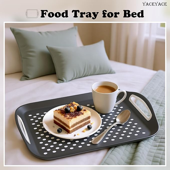Serving Trays, 2 Pack of Grey Serving Trays, Non Slip-Food Trays with Handles, Trays for Serving Food, Party, Drink, Dining, Cake