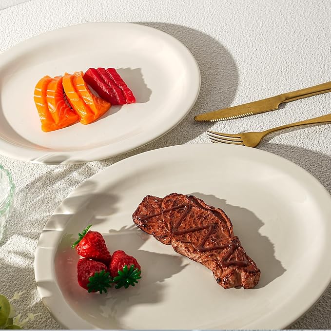Stoneware Narrow Rim Commercial Grade America White, Platter 11.5" x 8.5", Case of 12
