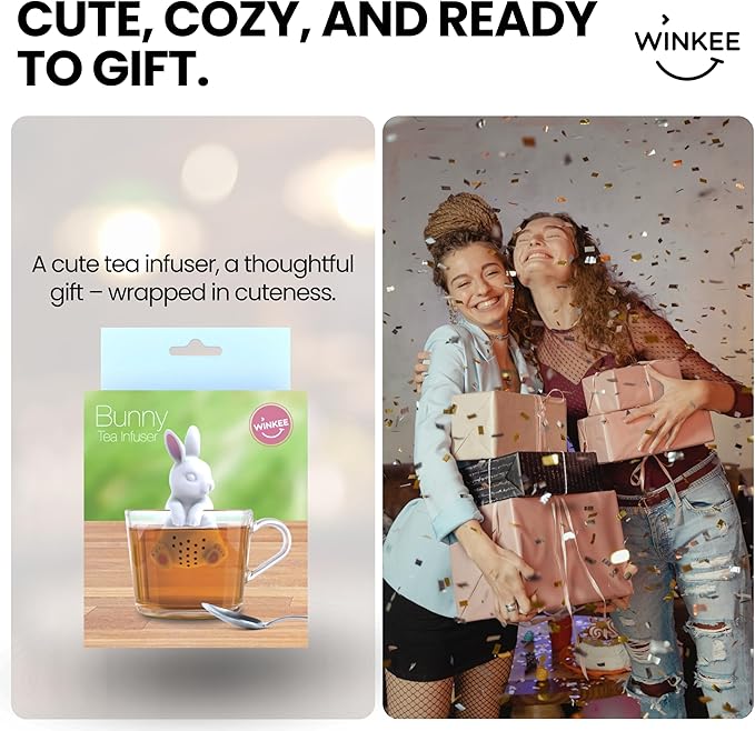 Winkee - Cute Animal Tea Infuser: Tea Egg for Loose Tea | Fun Tea Infuser | Tea Strainer for Cup | Silicone Spice Strainer | Animal-Shaped Tea Ball