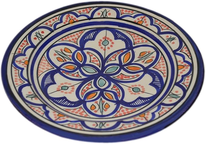 Ceramic Plates Moroccan Handmade Appetizer Tapas Serving Decorative 8 inches Round