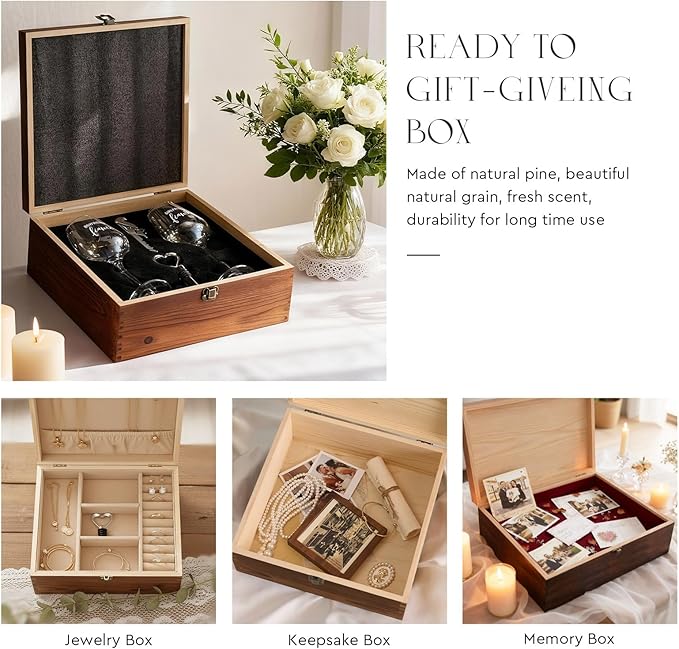AW BRIDAL Engagement Gifts for Couples Wine Glasses Set, 2025 Fiance Gifts for Women and Newlyweds, Couple Gift for Mr Mrs and Bride to Be, Beer Mug with Wine Stopper for Wedding Engagement Party