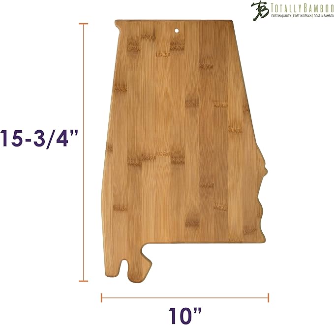 Totally Bamboo Alabama State Shaped Bamboo Serving and Cutting Board