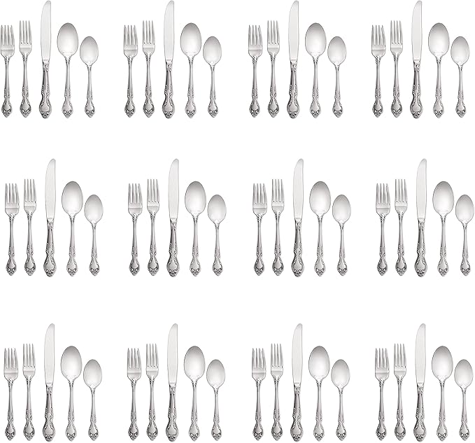 Lyon Queens Fancy 18/8 Stainless Steel 60pc. Flatware Set (Service for Twelve)