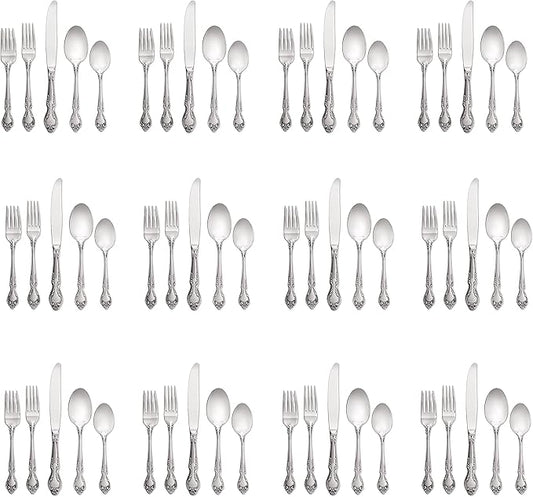 Lyon Queens Fancy 18/8 Stainless Steel 60pc. Flatware Set (Service for Twelve)
