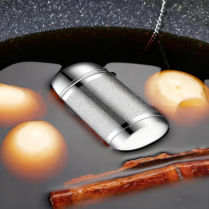 Stainless Steel Infuser Tea Drain Strainer Seasoning Strainer Spice Infuser for Cooking with Chain Hook (100ML)