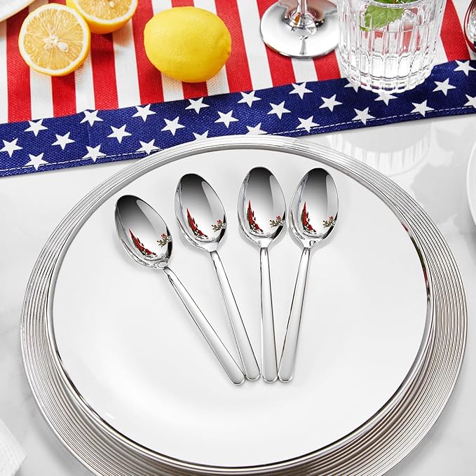 KEAWELL Premium Lucent 4-Piece 6.4 inch Spoon Set – 18/10 Stainless Steel Silverware with Mirror Polish, Dishwasher Safe for Table Setting and Entertaining (4, Teaspoons)