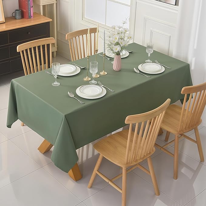 2-Pack 60x84 inch Sage Green Table Cloths, Solid Stain and Wrinkle Resistant Oblong Tablecloth, Premium Plain Weave Polyester Fabric Rectangle Table Linen Covers for Hotel, Banquet
