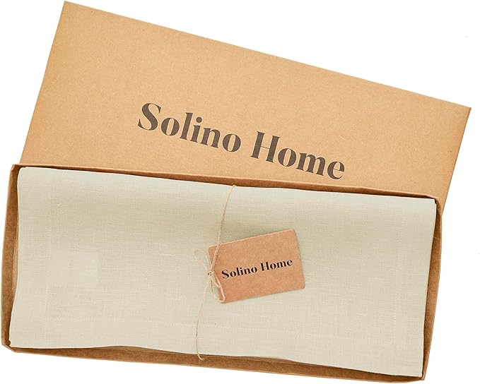 Solino Home Linen Table Runner 120 Inches Long - 100% Pure Linen Birch Table Runner 14 x 120 Inch - Fete