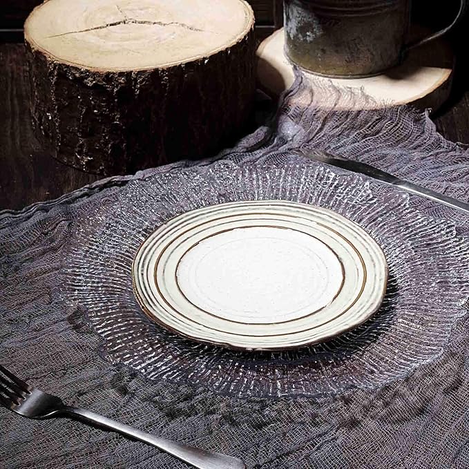13" Charger Plates - Set of 24 - Acrylic Clear Round Reef Disposable Chargers, Ideal for Dinner Party Wedding Holiday Bulk Events