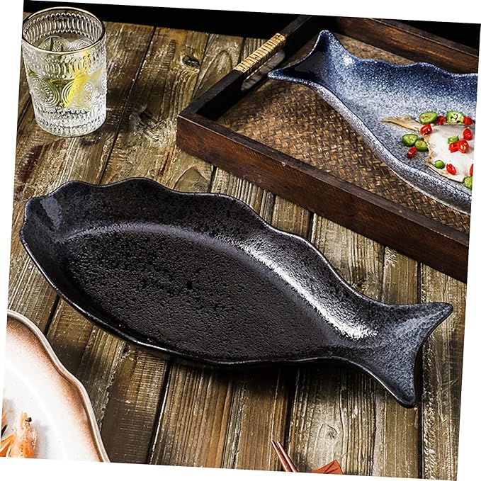 Zerodeko Ceramic Fish Plate for Serving Japanese Style Food Steamer Dish for Home Kitchen Restaurant Use for Sushi Appetizers and Dessert Presentation
