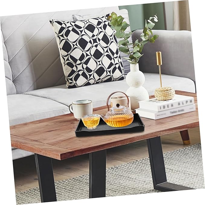 Happyyami 2pcs Black Serving Tray for Party Multi-Functional Fruit Snack Cake Water Cup Storage Tray