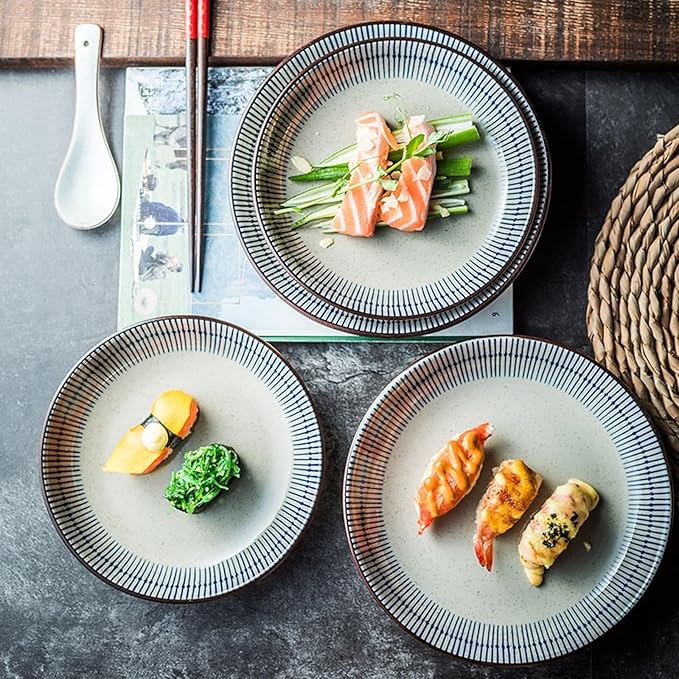 Kitchen Plates Ceramic Dinner Plate Home Personality Deep Plate Creative Round Dinner Plate for Home, Party, Restaurant 8 Inches Fruit Tray Restaurant Plates(7 inch)