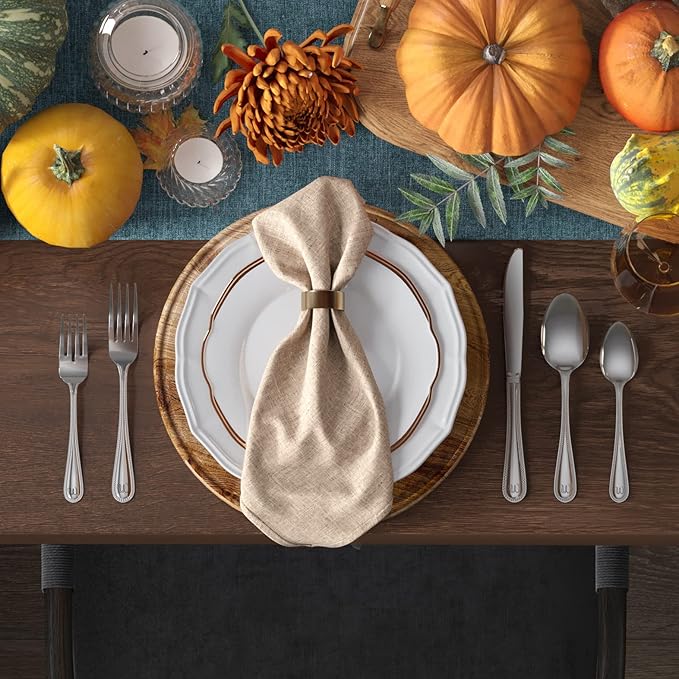 RiverRidge Monogrammed Beaded Flatware Set - B - 46-Piece Silverware with Custom Letter Stamp, 18/0 Stainless Steel Utensils Set for Daily Use & Special Occasions - Dishwasher Safe, Versatile Design