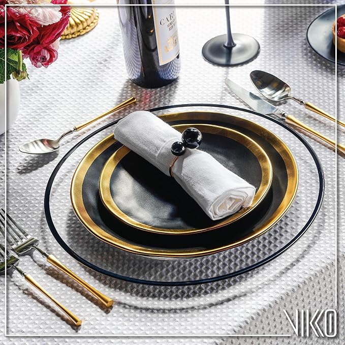 Vikko Decor Vintage Silverware Set: Brushed Silver and Gold Silverware- Luxury 18/10 Stainless Steel Flatware - Satin Matte Cutlery Set for Upscale Dining - 20 Piece Set - Service for Four (4)