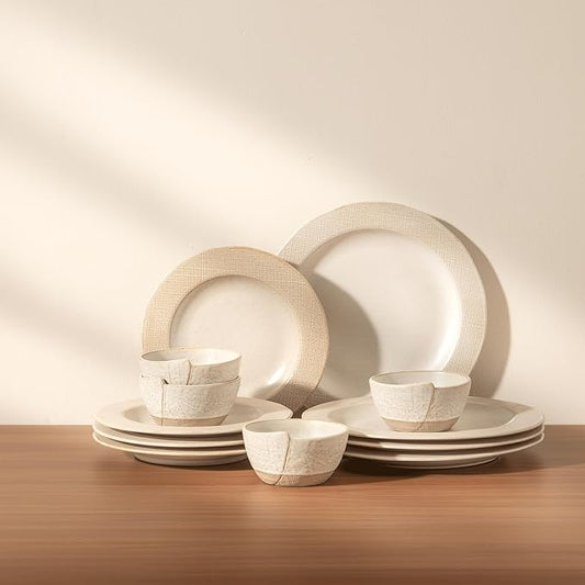 Dinnerware sets plates and bowls sets modern plates,Ceramic Dinnerware Sets,12 Pieces Porcelain Lightweight Plates,Scratch Resistant Dish Set (style - 5, 4 - Set (12pcs))
