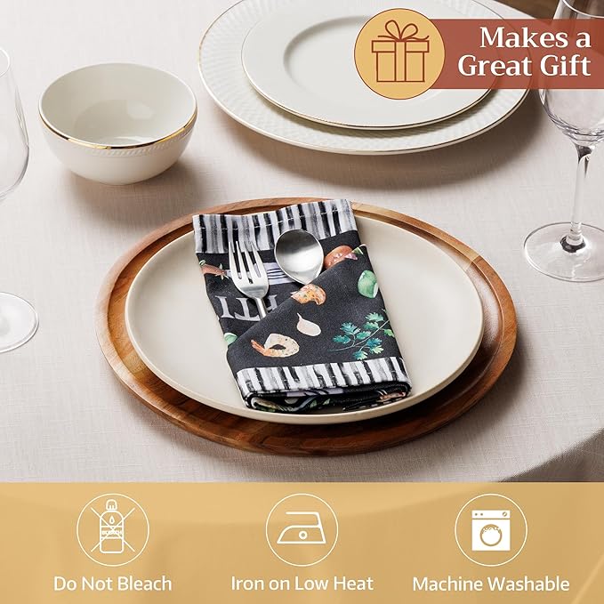 Maison d' Hermine Cloth Napkins Set of 4 100% Cotton Soft & Durable Everyday Reusable Square Napkins Cloth Washable, Dinner, Cocktail Party, Wedding, Restaurant (Just BBQ, 18" x 18")