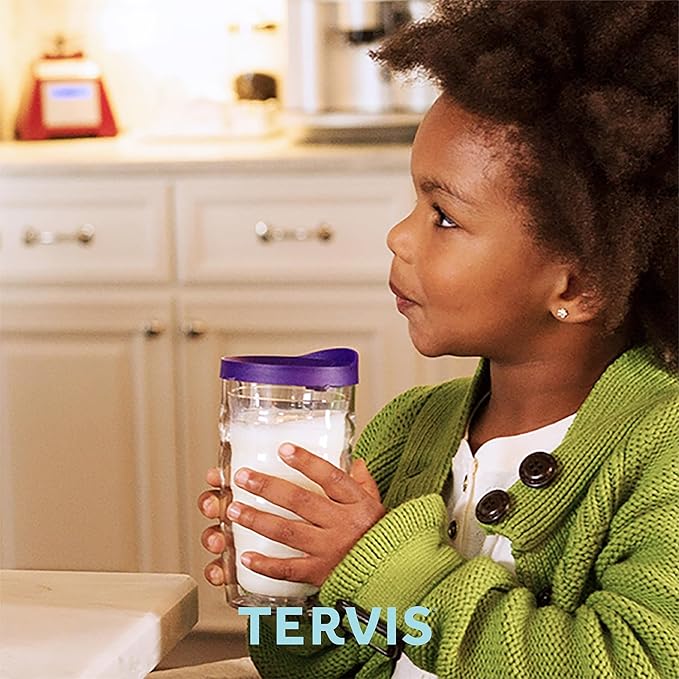Tervis Clear & Colorful Lidded Made in USA Double Walled Insulated Tumbler Travel Cup Keeps Drinks Cold & Hot, 10oz Wavy, Navy Blue Lid