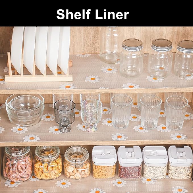 Cooyes Shelf Liner – Premium Non-Adhesive Cabinet & Drawer Liner for Kitchen – Waterproof Shelf Paper with Modern Pattern – Durable EVA Cabinet Mat – Easy to Cut (17.5" W x 197" L)