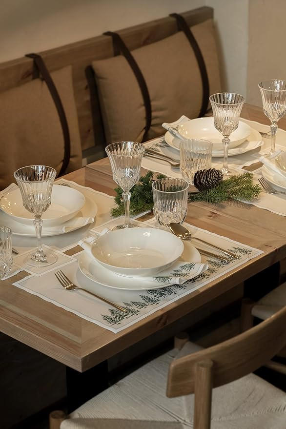 MY DRAP Forest 100% Cotton Dinner Napkins – 6 Units | Biodegradable Single-use or Reusable up to 6 Washes | Sustainable Christmas Table Linens for Events, Parties, Hosting