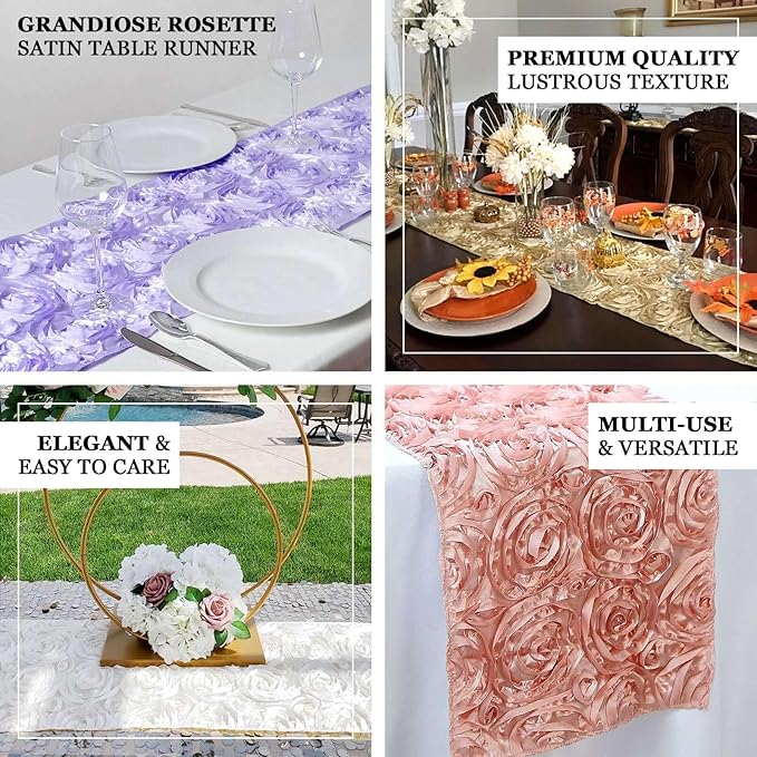 Efavormart Wonderland Rosette Premium Table Runners for Weddings Party Banquets Decor Fit Rectangle and Round Table - Dusty Blue