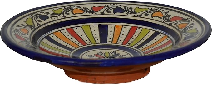 Ceramic Plates Moroccan Handmade Appetizer Tapas Serving Decorative 8 inches Round Multicolored