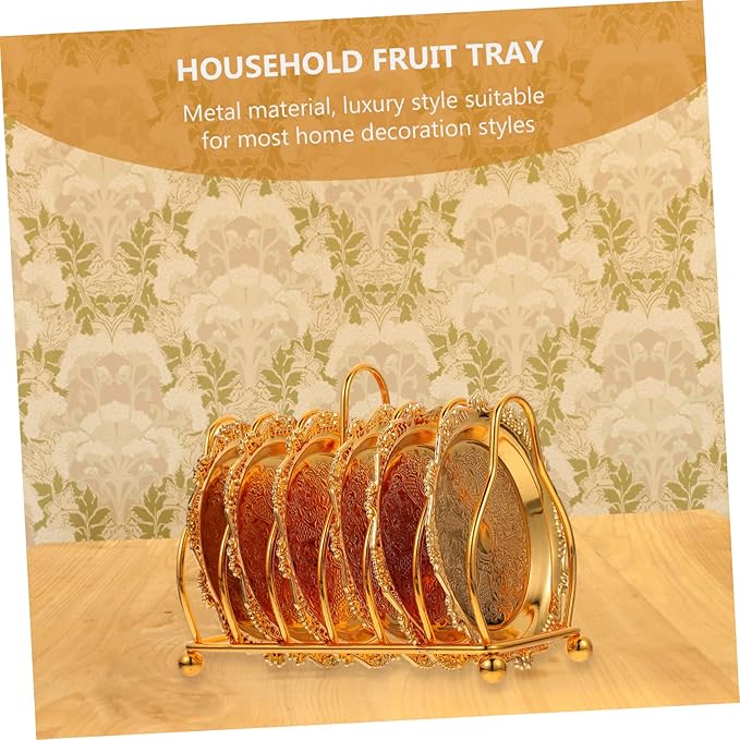 1 Set Elegant Golden Food Serving Dish Rack Plates for Snacks Fruits Appetizers for Weddings Parties Home Decoration Daily Use Storage Tray