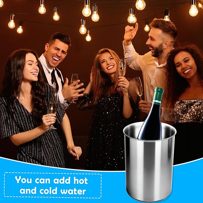 4 Pack Stainless Steel Wine Chiller Bucket Fits 750 ML Wine Bottle Cooler Keeps Cold Hours Insulated Champagne Beer Ice Bucket Bulk for Single Bottle for Parties Bar