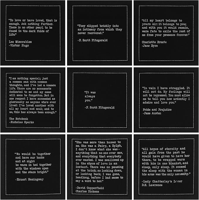Five Star Romantic Quotes | Black Cotton Cocktail Napkins | 50 Luxury Disposable Beverage Napkins with Witty Bar Quotes | Drink Napkins for Parties, Bars, Weddings & Game Nights